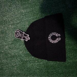 Chrome Hearts Black Knit Hat with Embroidered Design